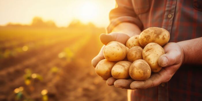 Potatos-in-farmers-hand-image