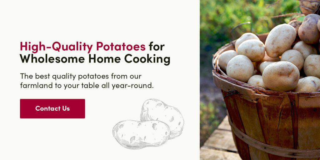 a graphic that says to contact sterman masser potato farm for high-quality potatoes